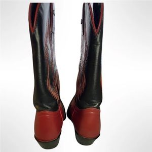Harley Davidson Women's Size 5 B Black Red Flame Boots Western EUC